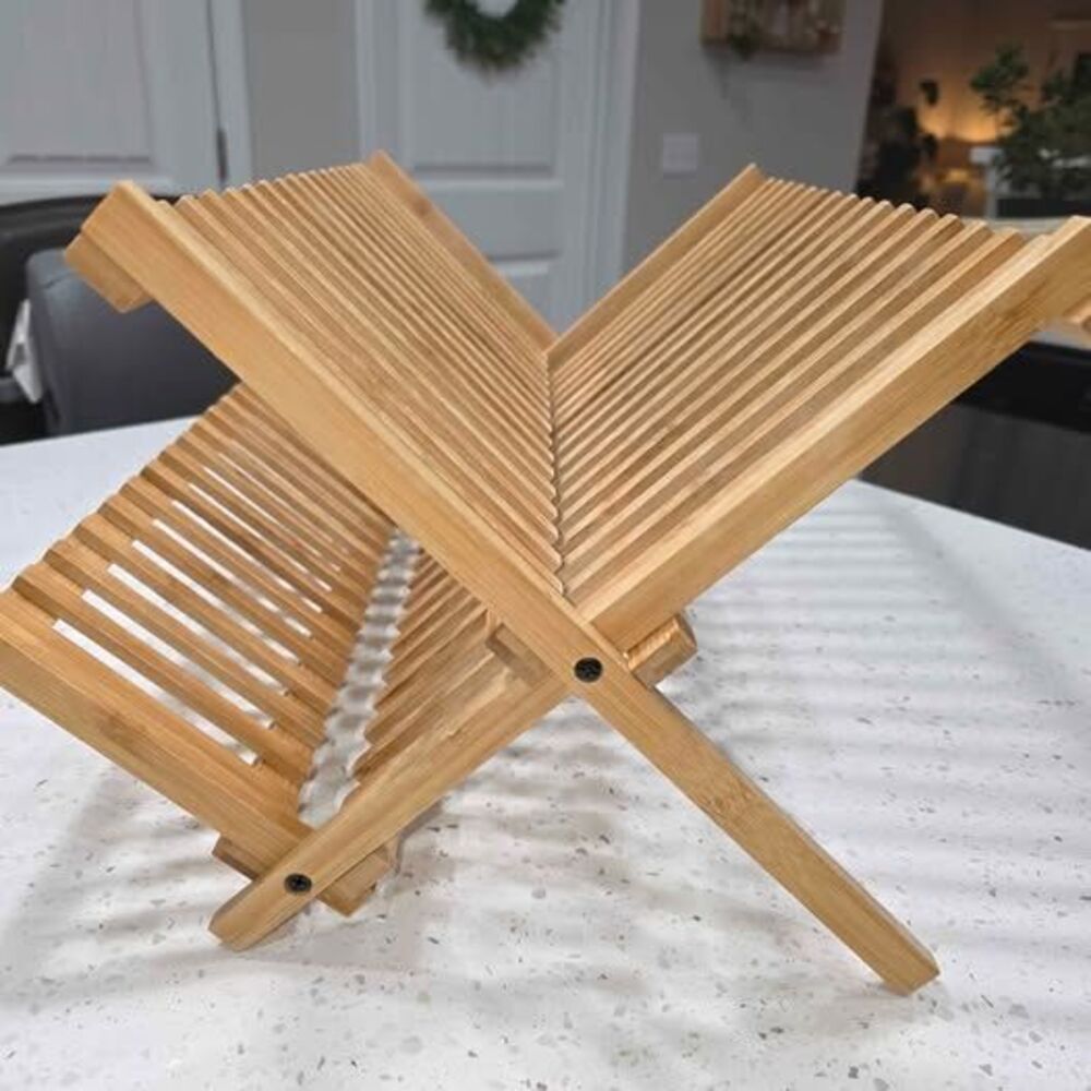 Bamboo Folding Dish Drying Rack - Picture 4 of 7